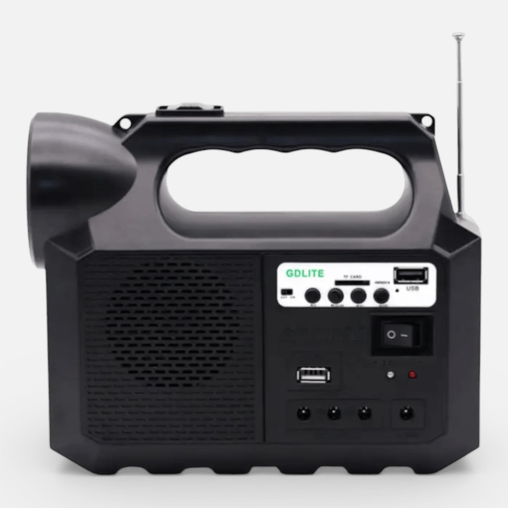 Kit Solar Portabil GDLite GD-8017M, Panou solar, USB, Bluetooth, Radio FM, MP3, Lanterna LED, 3 Becuri Incluse, Incarcare telefonica