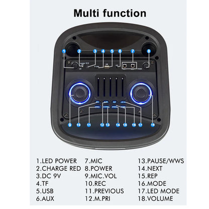 Boxa portabila bluetooth Kolav F-2102, USB, Radio FM, microfon, joc de lumin RGB