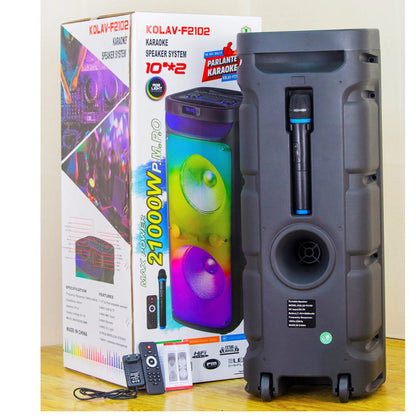 Boxa portabila bluetooth Kolav F-2102, USB, Radio FM, microfon, joc de lumin RGB