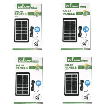 4 set cu Panou Solar Portabil, Putere 8W, Tensiune 6V, IP67, Cablu cu Mufe 5 in 1, Negru