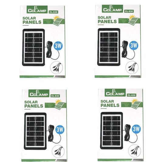 4 set cu Panou Solar Portabil, Putere 8W, Tensiune 6V, IP67, Cablu cu Mufe 5 in 1, Negru