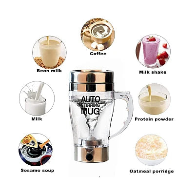 Cana Transparenta cu Amestecare Automata si Maner - Auto Stirring Mug 350 ml