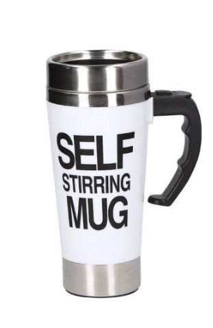 Cana termica cu capac, Selft Stirring Mug, Inox, Sistem auto-amestecare, 300 ml,