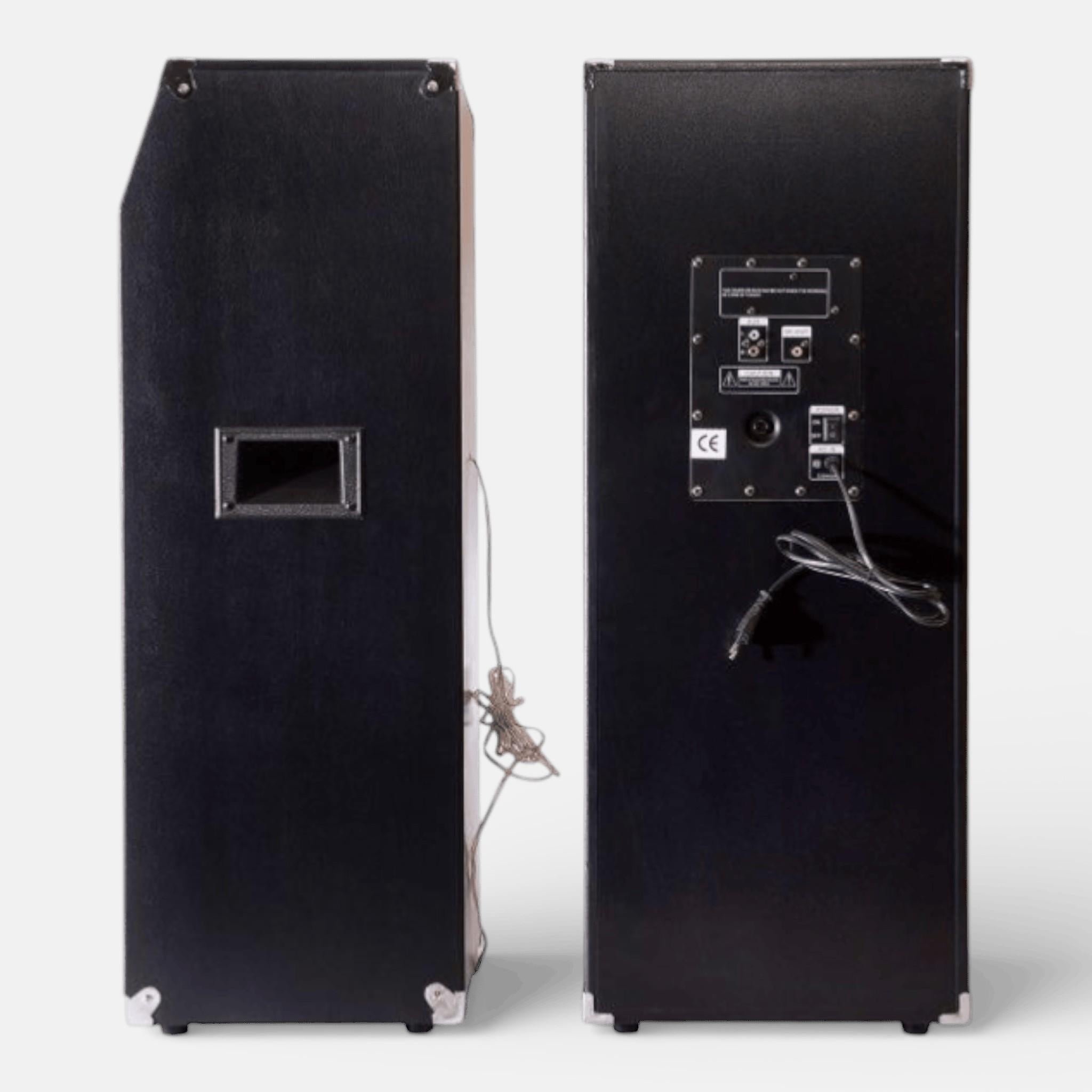 Set Boxe Audio Profesionale 2304, Egalizator pe 7 Benzi, Sistem Karaoke, Putere 700 W, Lumini RGB, Conectivitate Bluetooth, Port USB, Slot SD Card, AUX In, FM Radio, Cadou Microfon si Telecomanda