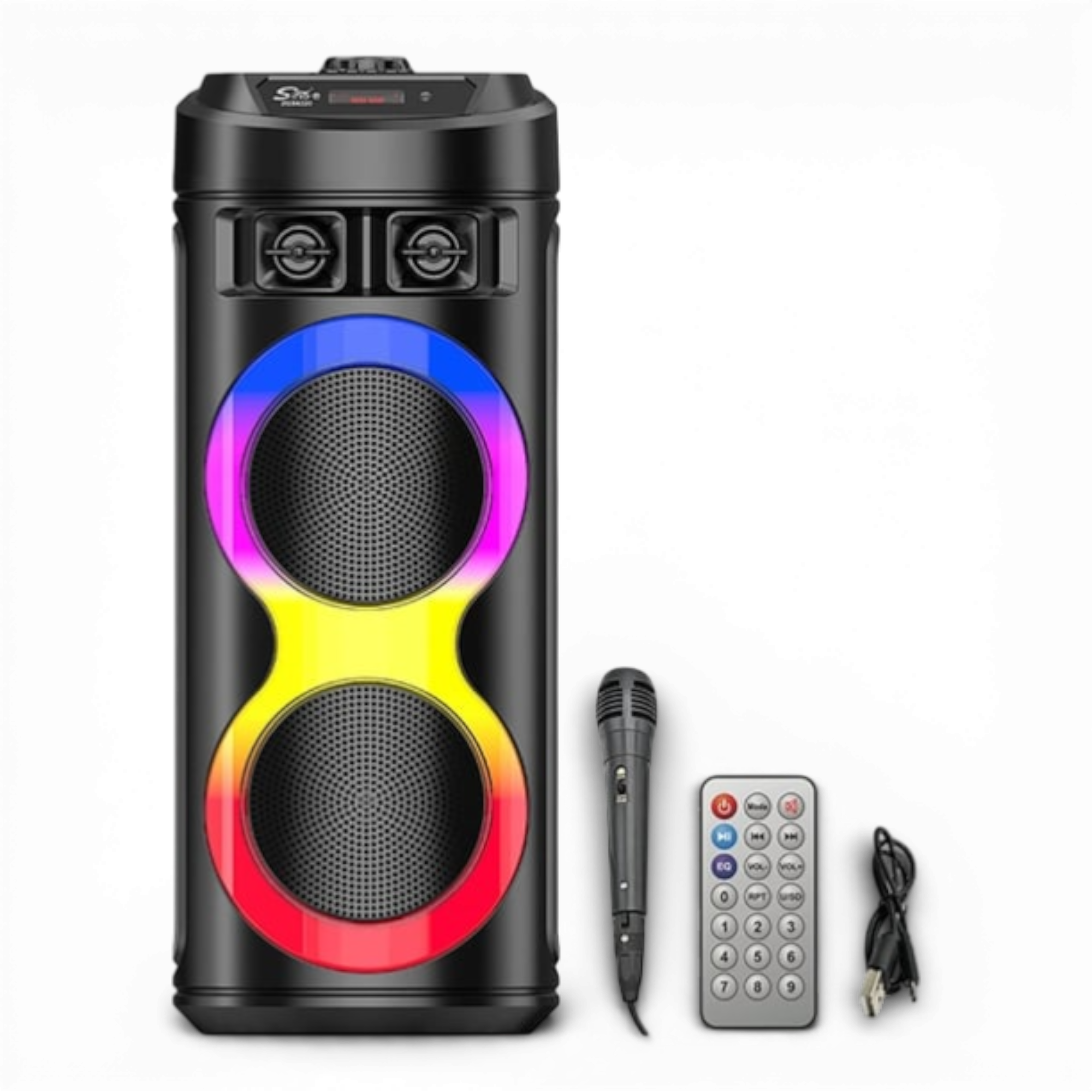 Boxa Profesionala AEIDEN®  XL 300W, 2 Difuzoare 6.5 INCH, Autonomie Mare + Super Bass + Joc Lumini, Karaoke, Conex. Bluetooth, USB, RadioFM, Cadou Casca Bluetooth + Stick USB + Microfon