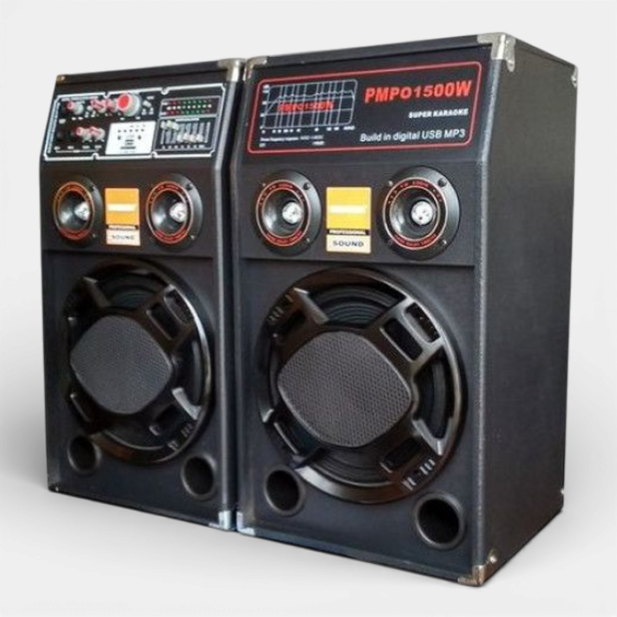 Set Boxe Active Profesionale 284 500W, 20 INCH, Difuzor 25CM, Joc Lumini, Karaoke, Bass Foarte Puternic, Conexiune Bluetooth, USB, RadioFM, CADOU Microfon Profesional si Telecomanda