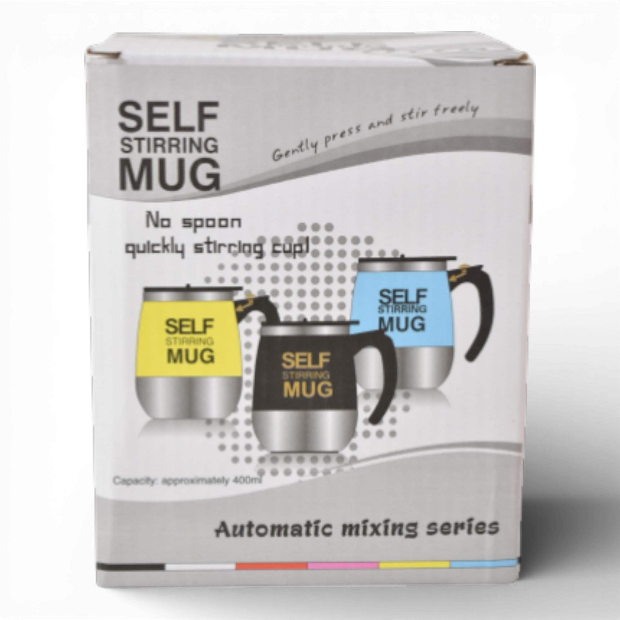 Cana Termică Self Stirring Mug, 400 ml, cu Amestecare Automată, Inox, Cu Capac și Mâner Ergonomic