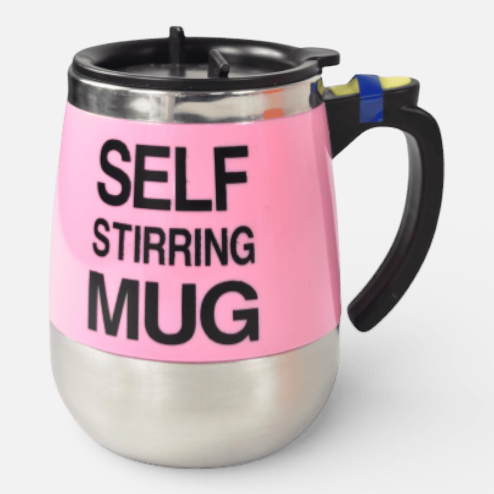 Cana Termică Self Stirring Mug, 400 ml, cu Amestecare Automată, Inox, Cu Capac și Mâner Ergonomic