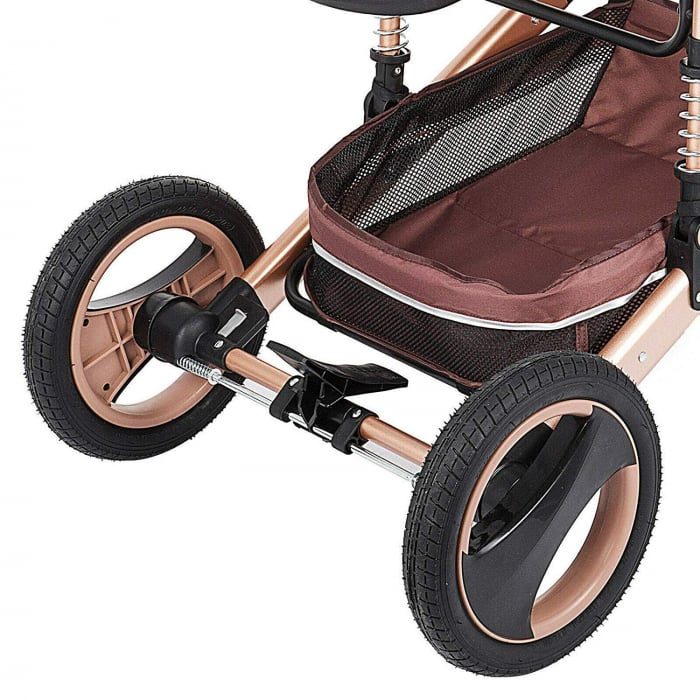 Carucior 2 in 1 pentru copii, pliabil, cu suspensii, transformabil landou-sport, 0-36 luni, cos pentru accesorii