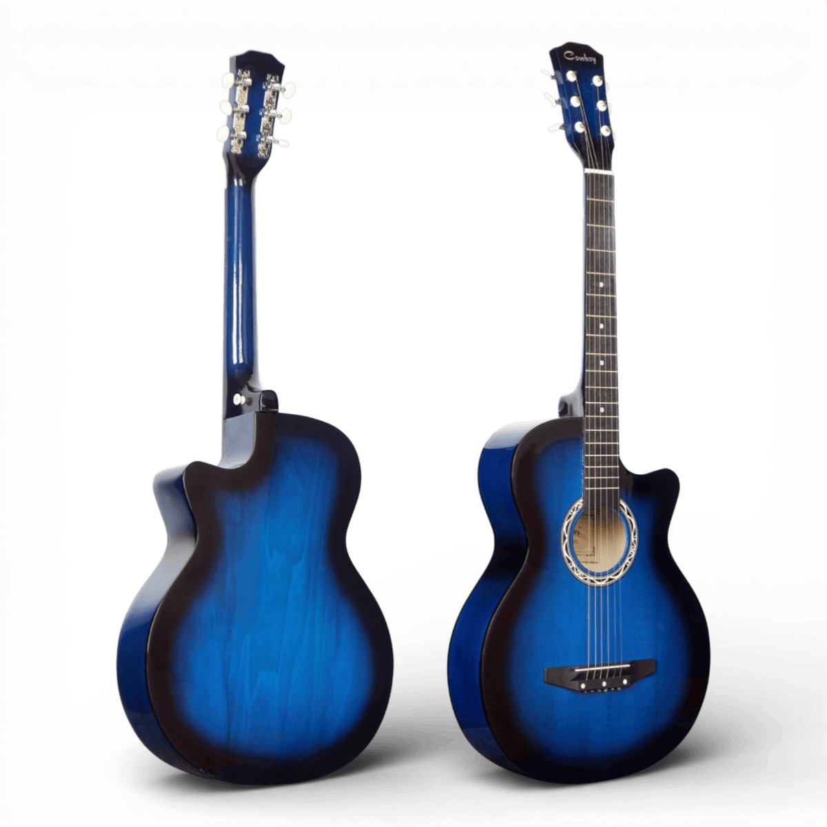 Chitara Acustica Albastru 4/4 38" ( 95 x 35 cm ), pentru Incepatori si Adulti, Recomandata peste 8-10 Ani, 6 Corzi Metalice, 20 De Taste