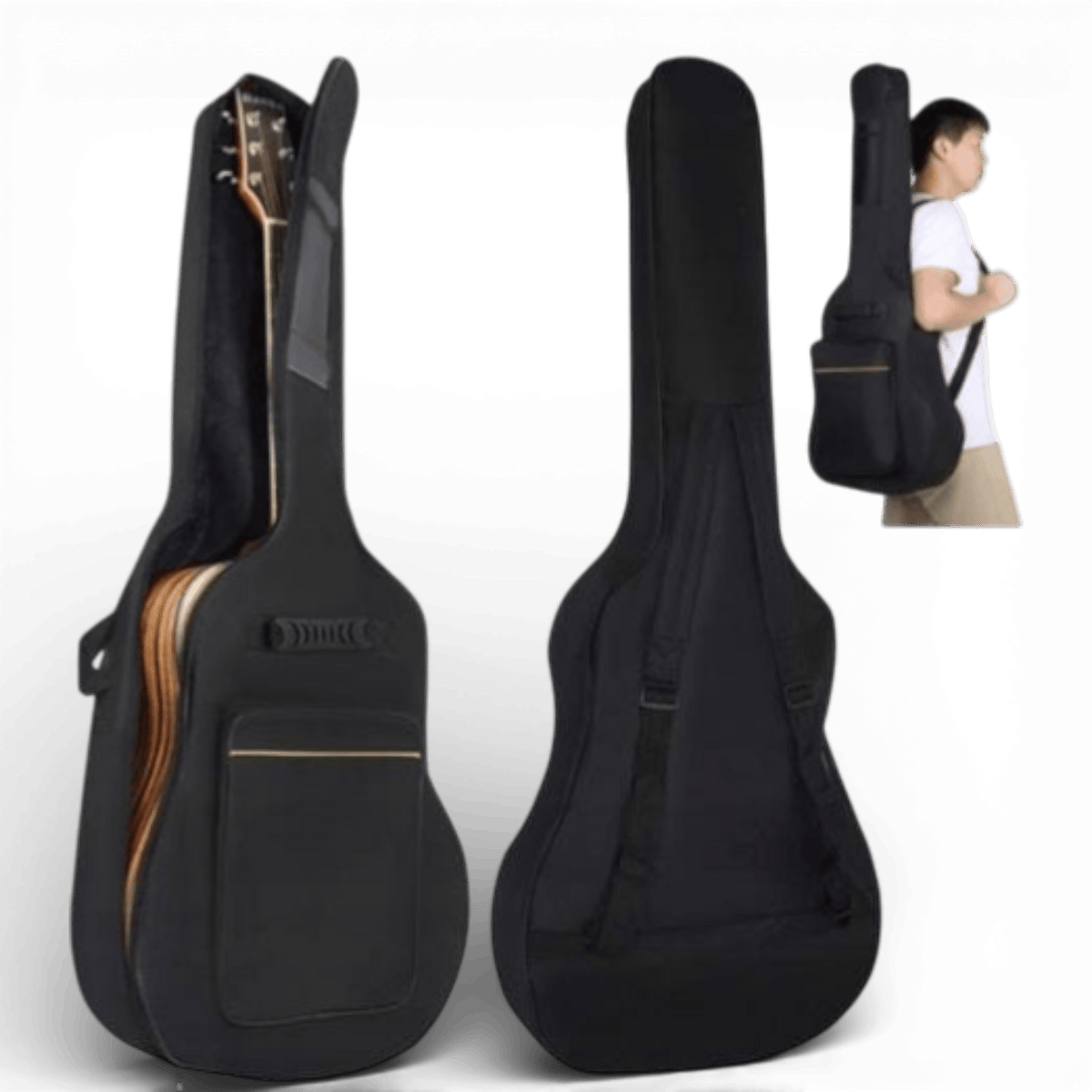 Chitara Acustica Negru 4/4 38" ( 95 x 35 cm ), pentru Incepatori si Adulti, Recomandata peste 8-10 Ani, 6 Corzi Metalice, 20 De Taste