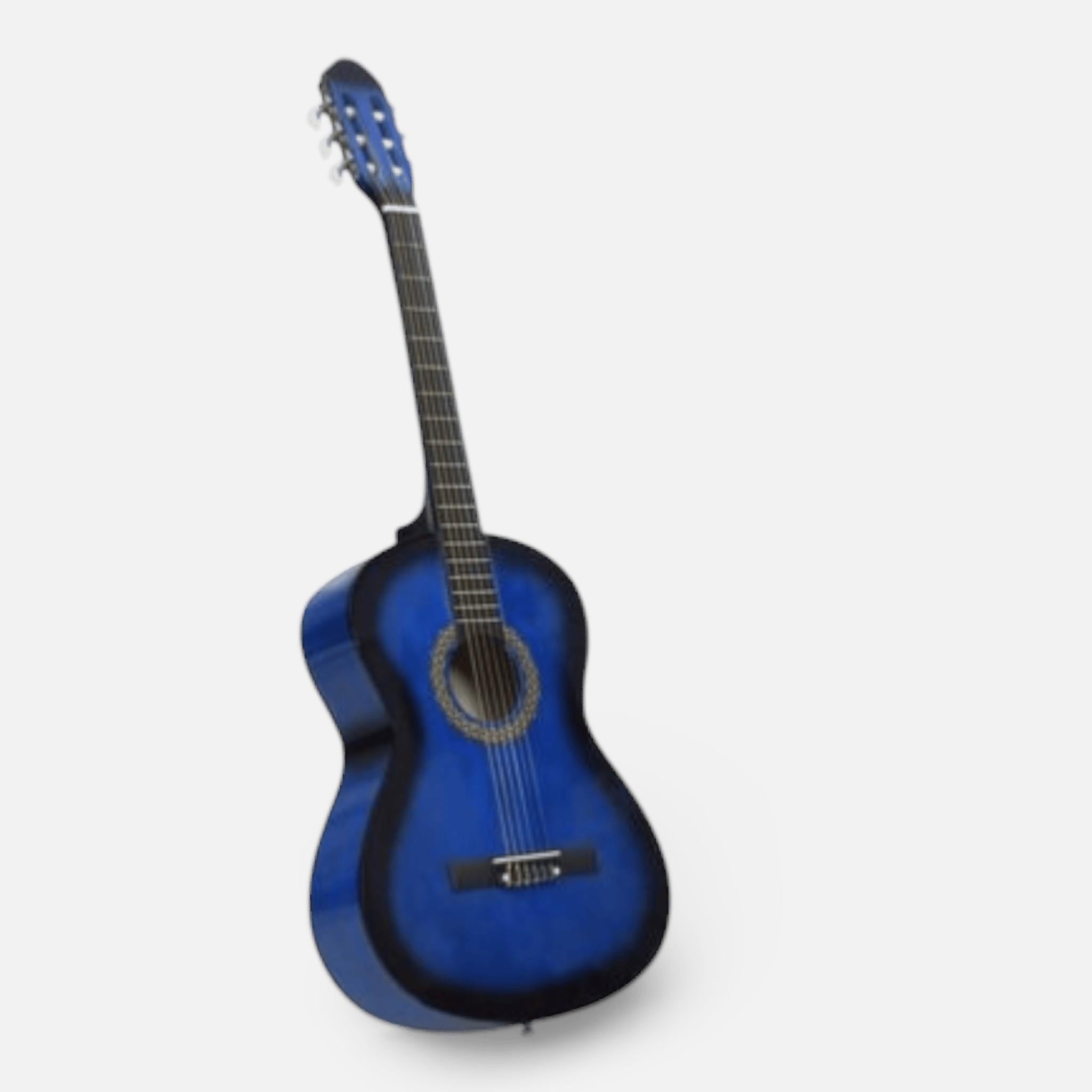 Chitara Clasica Albastru 4/4 38" ( 95 X 35 CM ), pentru Incepatori si Adulti, Recomandata peste 8-10 ani, 6 Corzi Metalice, 20 De Taste