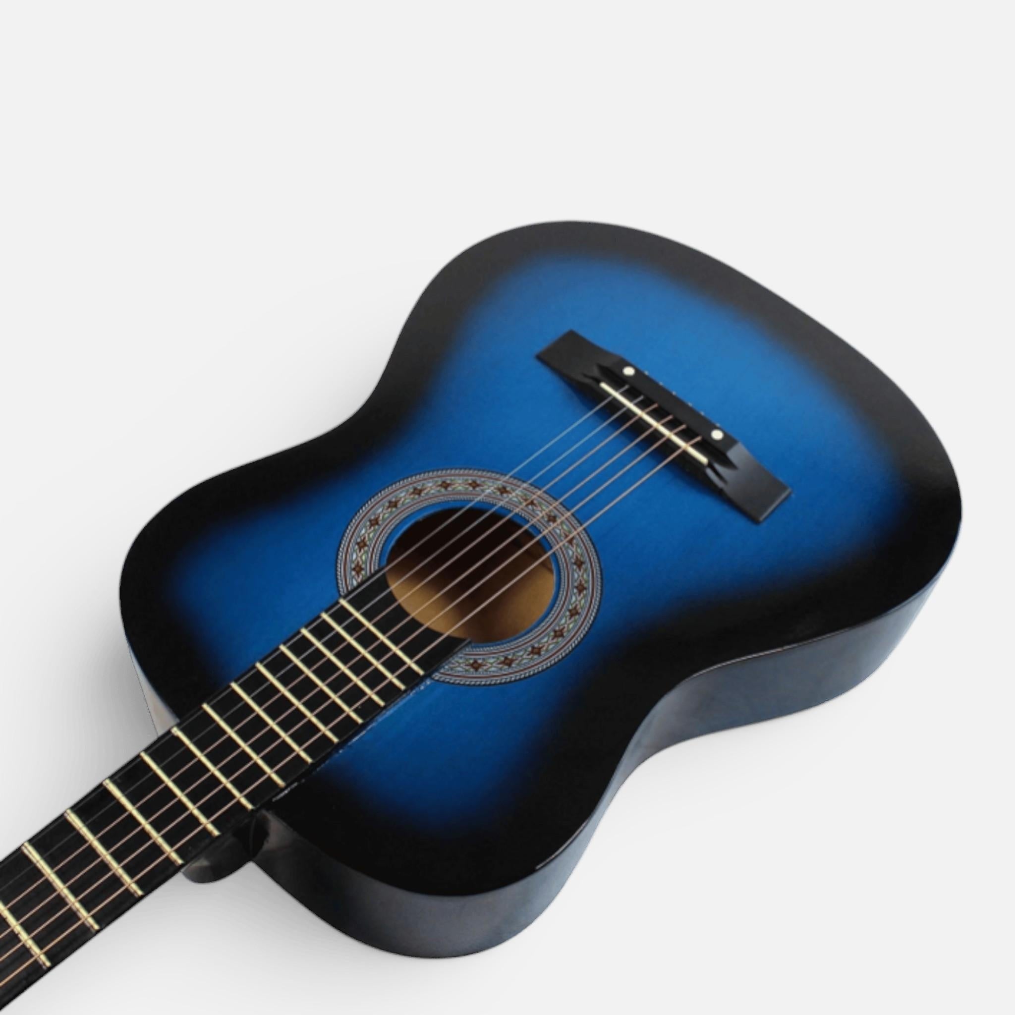 Chitara Clasica Albastru 4/4 38" ( 95 X 35 CM ), pentru Incepatori si Adulti, Recomandata peste 8-10 ani, 6 Corzi Metalice, 20 De Taste