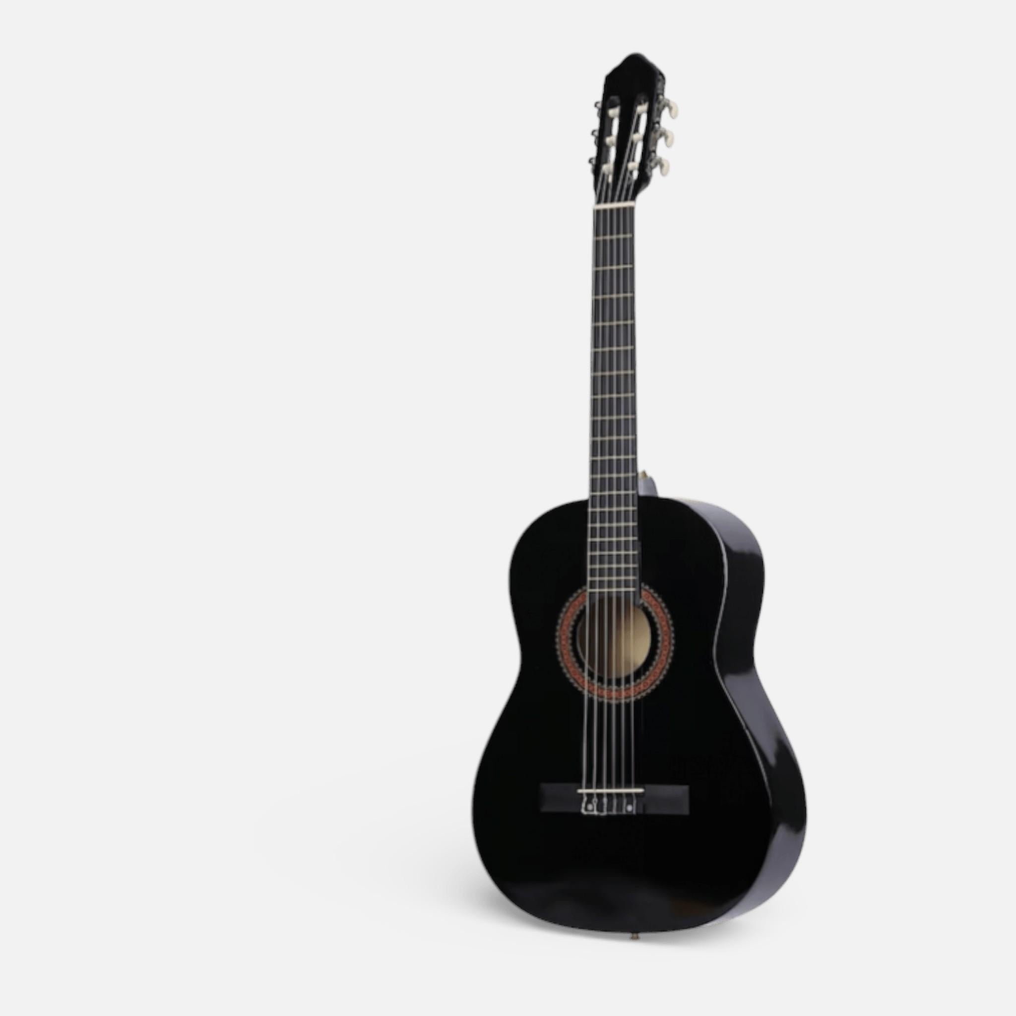 Chitara Clasica Negru 4/4 38" ( 95 X 35 CM ), pentru Incepatori si Adulti, Recomandata peste 8-10 ani, 6 Corzi Metalice, 20 De Taste