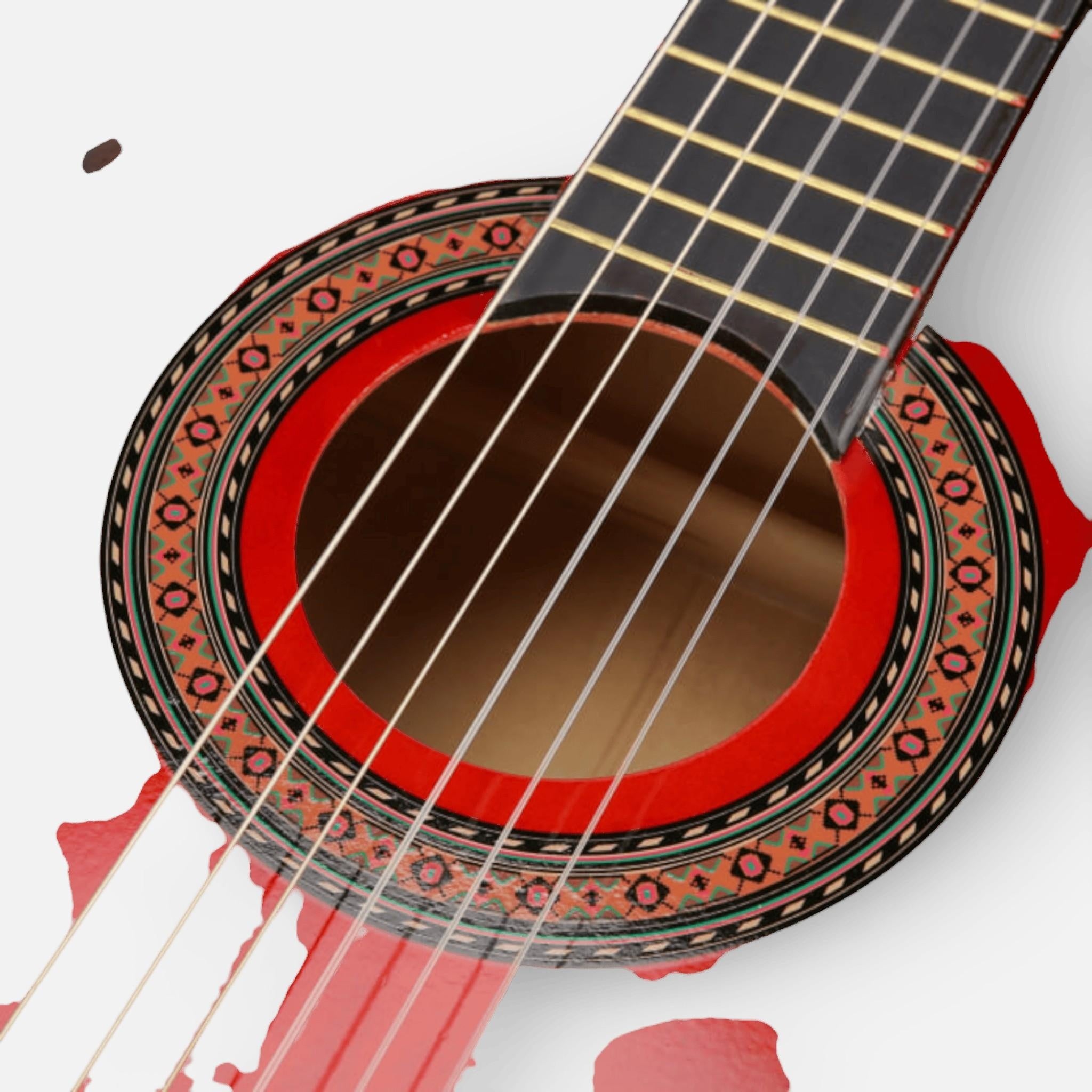 Chitara Clasica Rosu 4/4 38" ( 95 X 35 CM ), pentru Incepatori si Adulti, Recomandata peste 8-10 ani, 6 Corzi Metalice, 20 De Taste