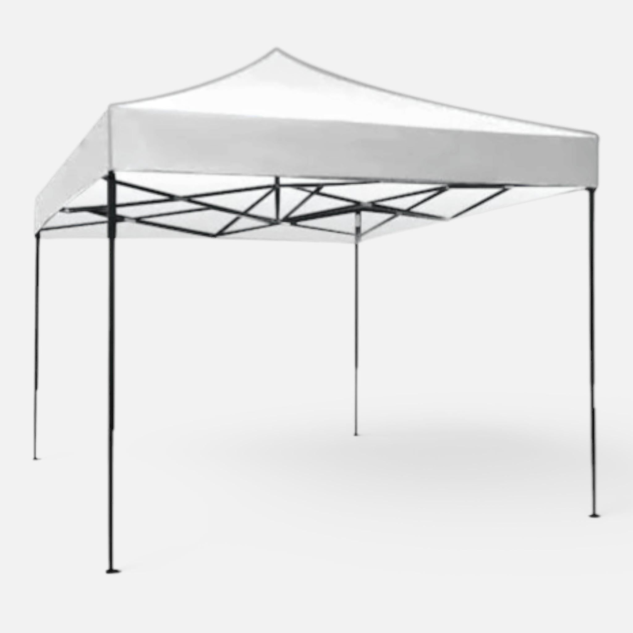 Cort Pavilion 3x3m Alb Pliabil Cadru Metal pentru Curte, Gradina, Evenimente