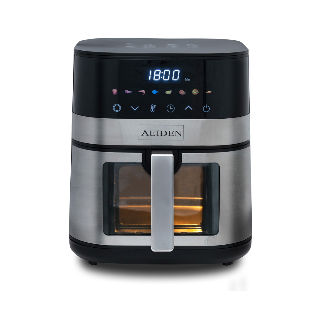 Friteuză cu aer cald AEIDEN® 7L, 2500W, AE-2512, Fereastră Transparentă, Gătire 360° – Air Fryer Digital cu Funcții Multiple