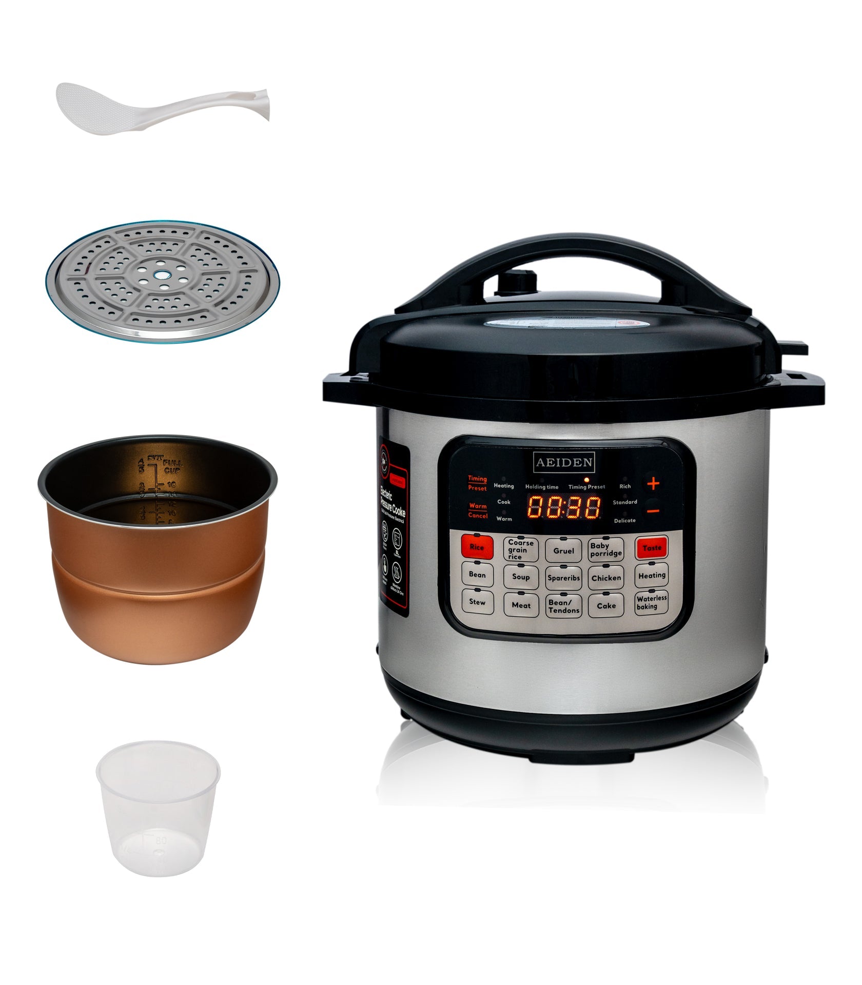 Oală Electrică Sub Presiune AEIDEN® AE-2207 – 8L, 2500W, Multifuncțională & Multiprogramabilă, Oțel Inoxidabil