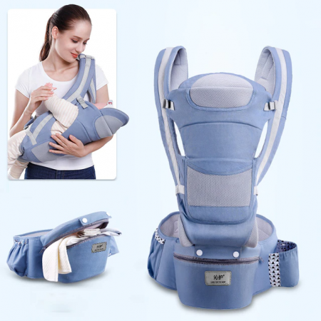 Marsupiu ergonomic, multifunctional pentru bebelusi, 15in1, greutate maxima 25 kg, Albastru