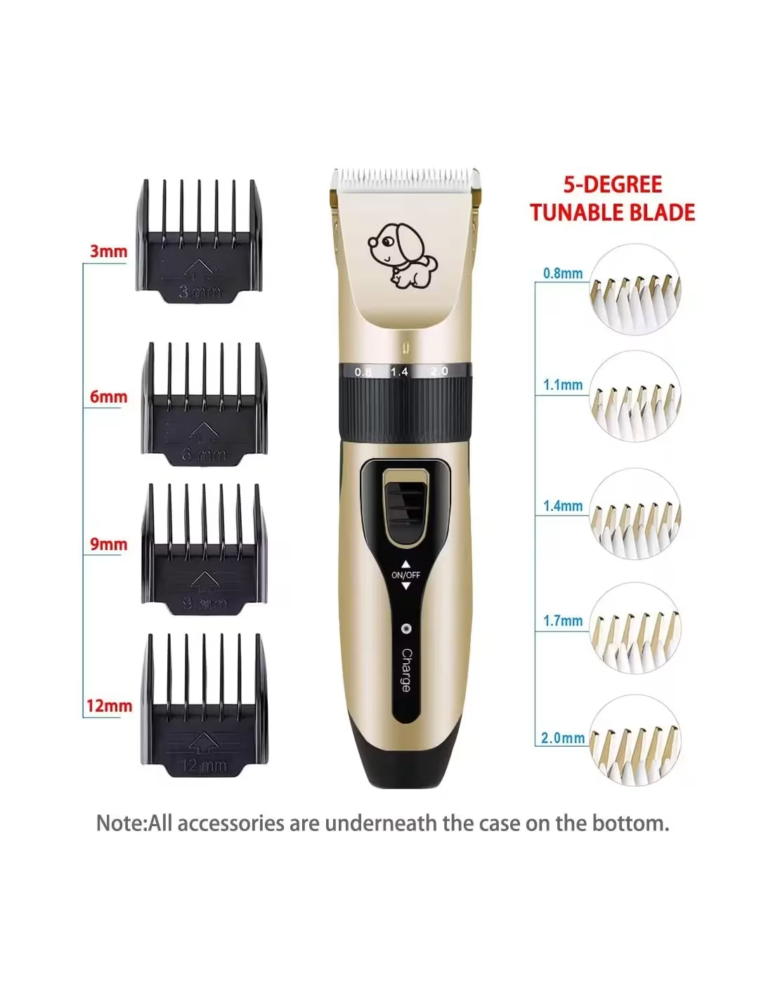 Masina de tuns animale fara fir, 1200 mAh, 8 accesorii incluse