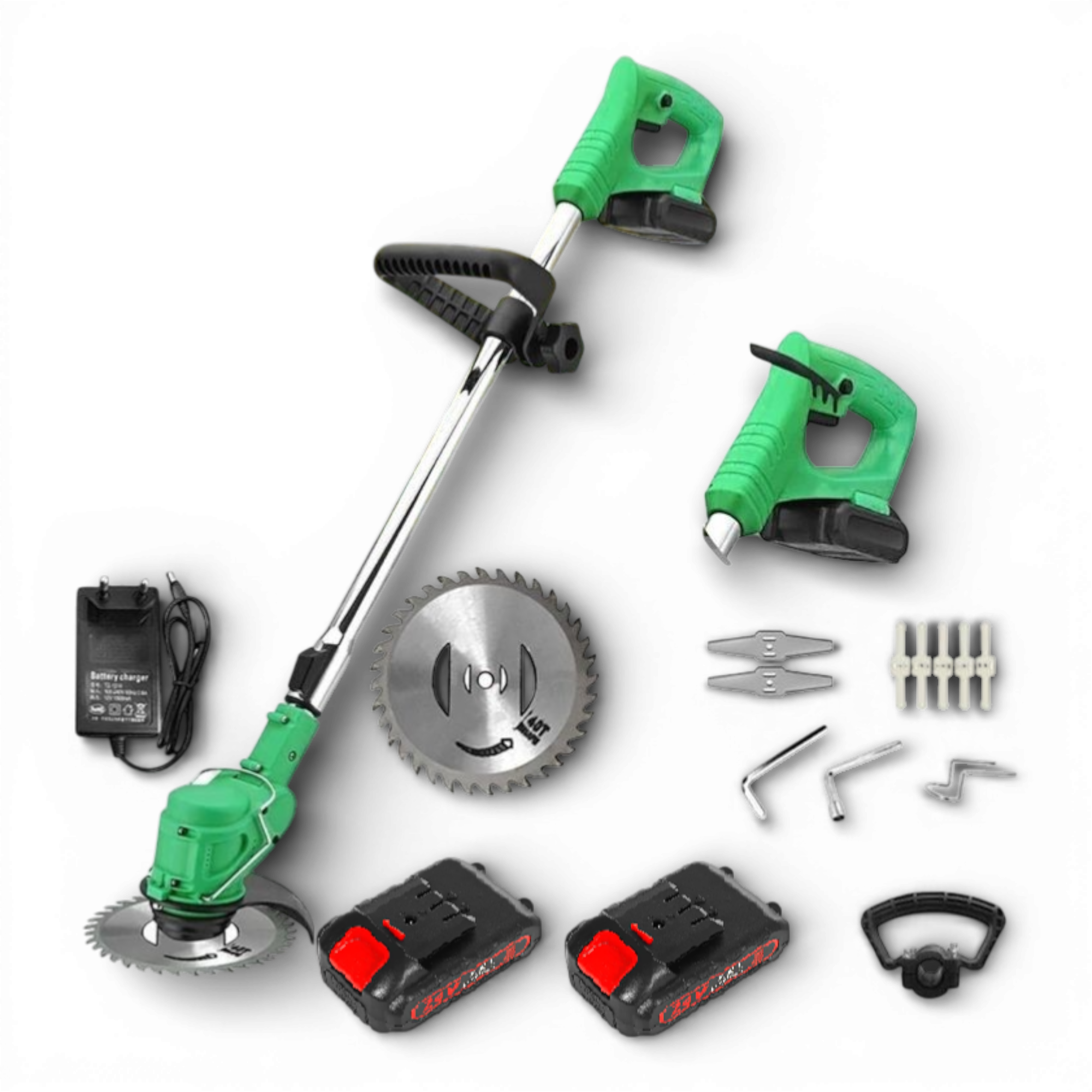 Motocoasa electrica pentru Gradinarit 48V 500W, 2 acumulatori, baterie 4000mAh, 18.000 RPM, brat ajustabil, accesorii incluse, autonomie mare