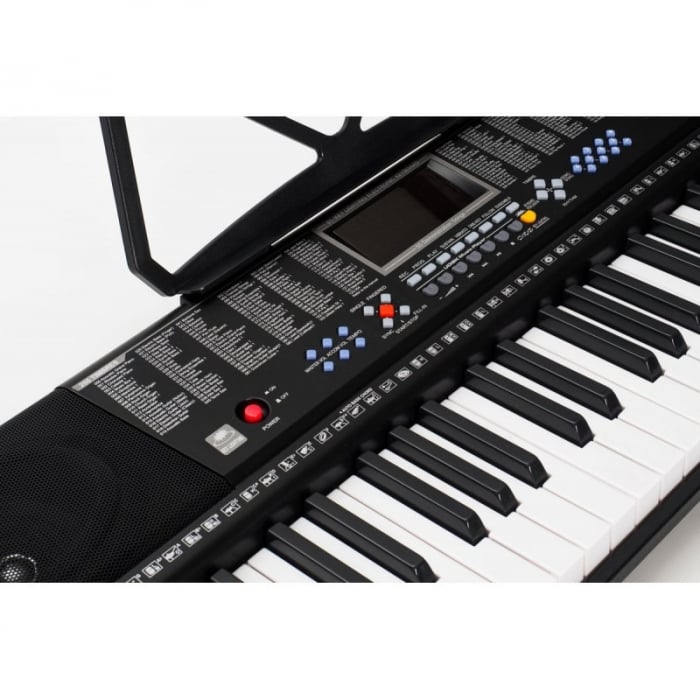 Orga electronica 61 clape, 255 ritmuri, 255 timbre, 50 melodii demonstrative, 5 octave, clape luminate led, functii invatare 3 lectii, functii inregistrare si redare, usb, mp3, afisaj lcd, suport part