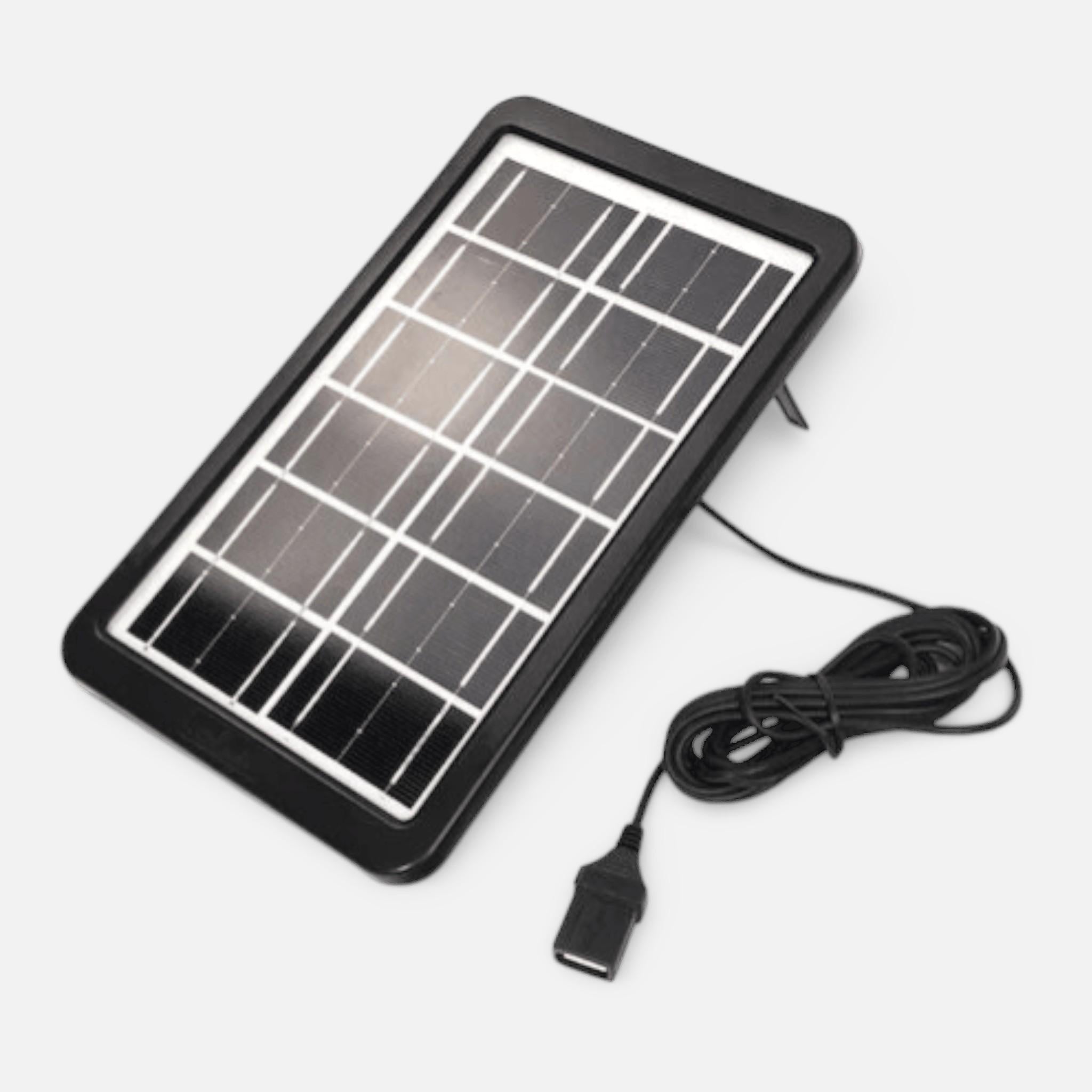 Panou Solar Portabil, Putere 3W, Tensiune 6V, IP67, Cablu cu Mufe 5 in 1, Negru