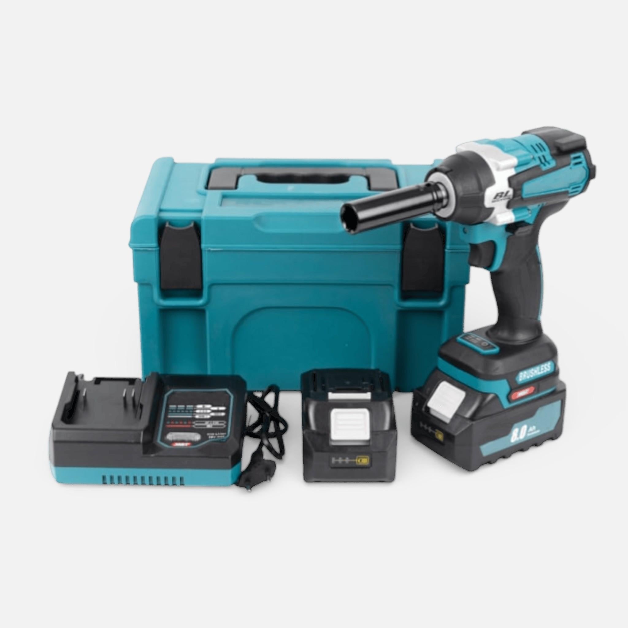 Masina de impact si insurubat AEIDEN ®, cu 2 acumulatori, 48V, 8Ah, patrat si bit, BRUSHLESS, Albastru