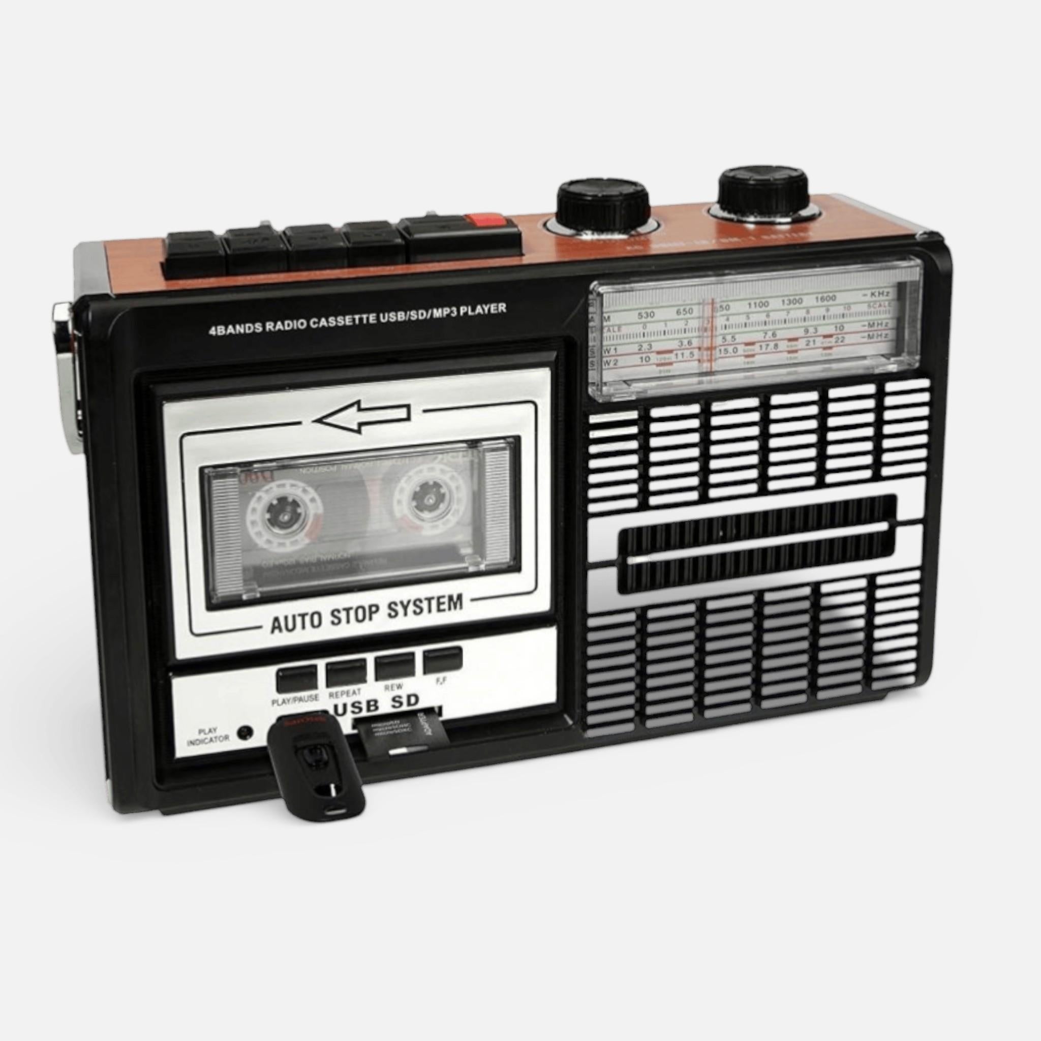 Radio Casetofon Ricatech - PR85 Recorder, negru/maro