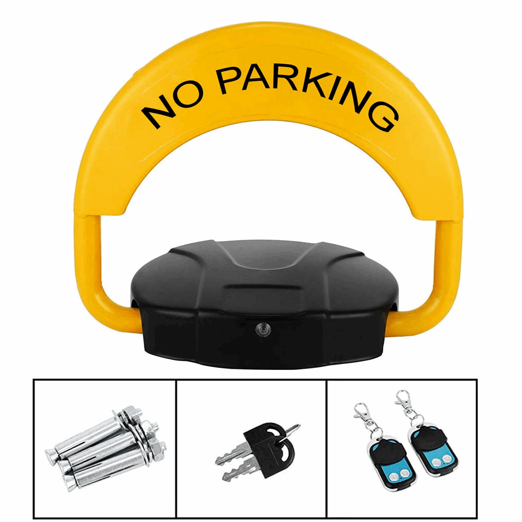 Blocator loc parcare automat, cu 2 telecomenzi si alarma, suporta 2 tone, Galben/Negru, rezistent intemperii - SHAM - Eleganta autentica, Inspiratie modena.