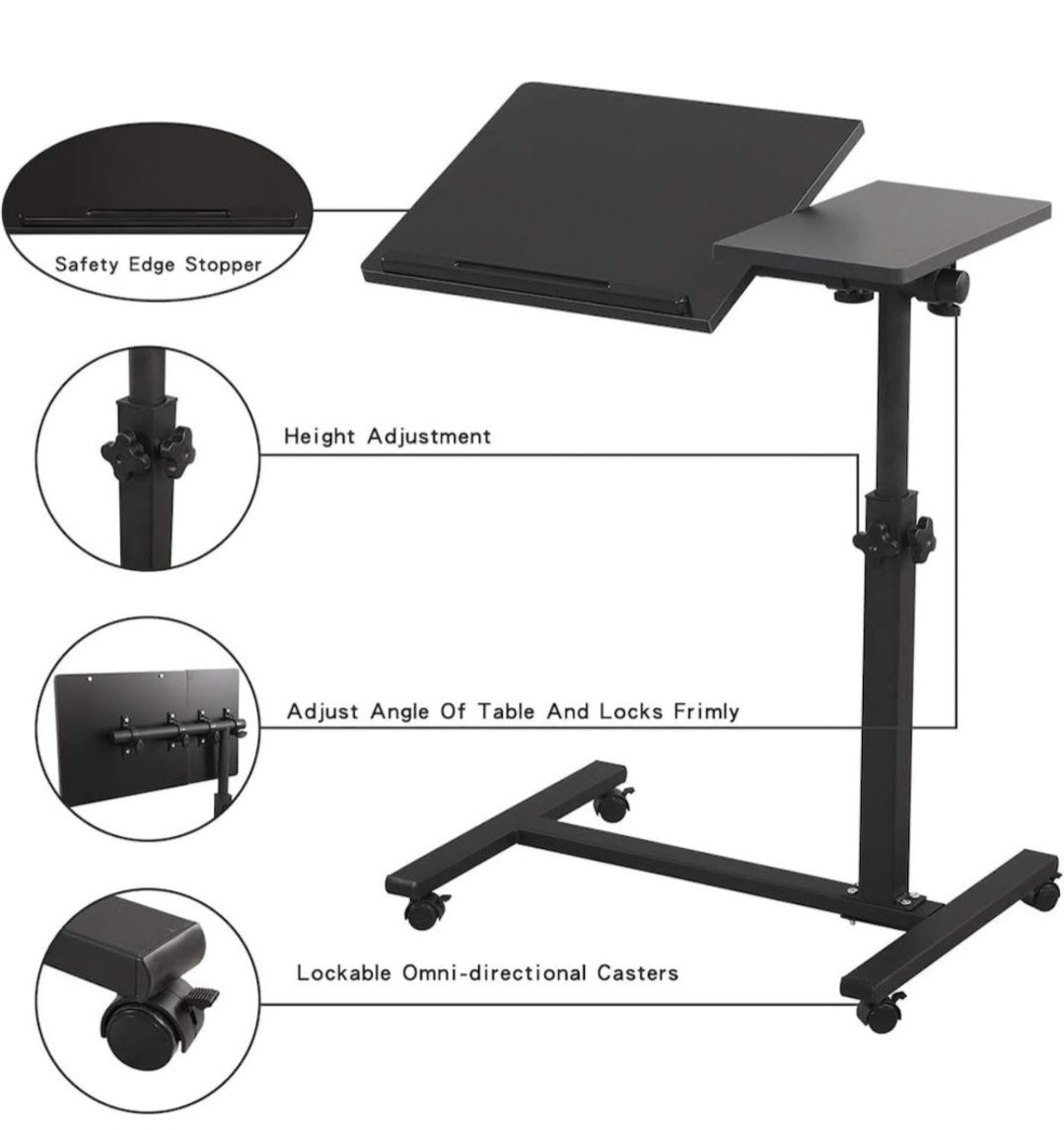 Masa reglabila pentru laptop, tip birou, cu roti