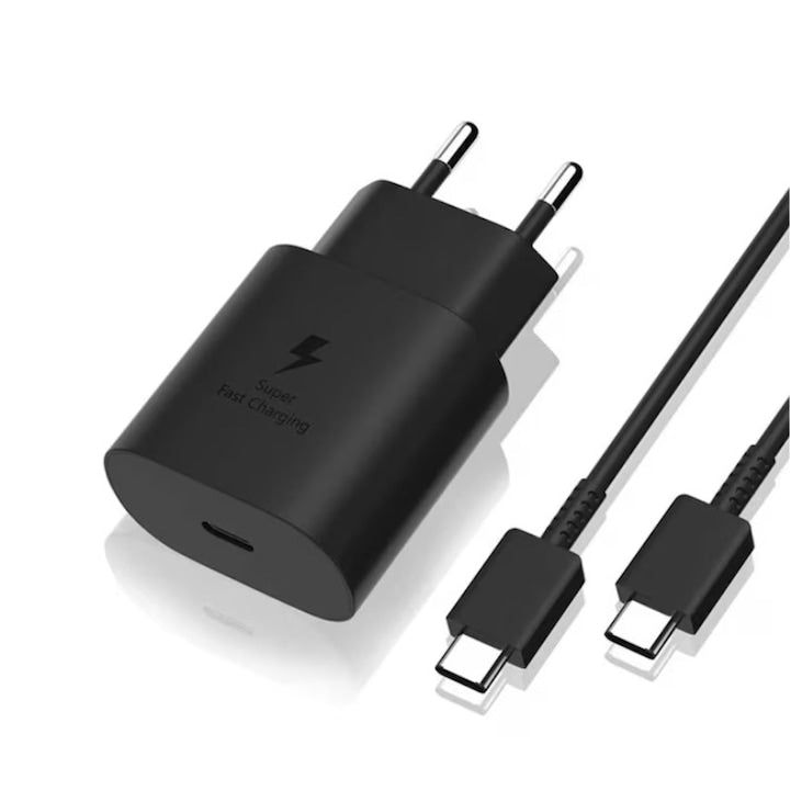Incarcator Retea, 35W Fast Charge, cablu de 1 metru, Type-C to Type-C, Universal Compatibil Huawei, Samsung, Xiaomi, Negru