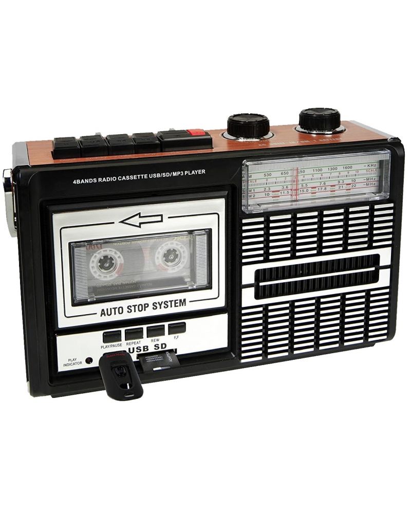 Radio Casetofon Ricatech - PR85 Recorder, negru/maro