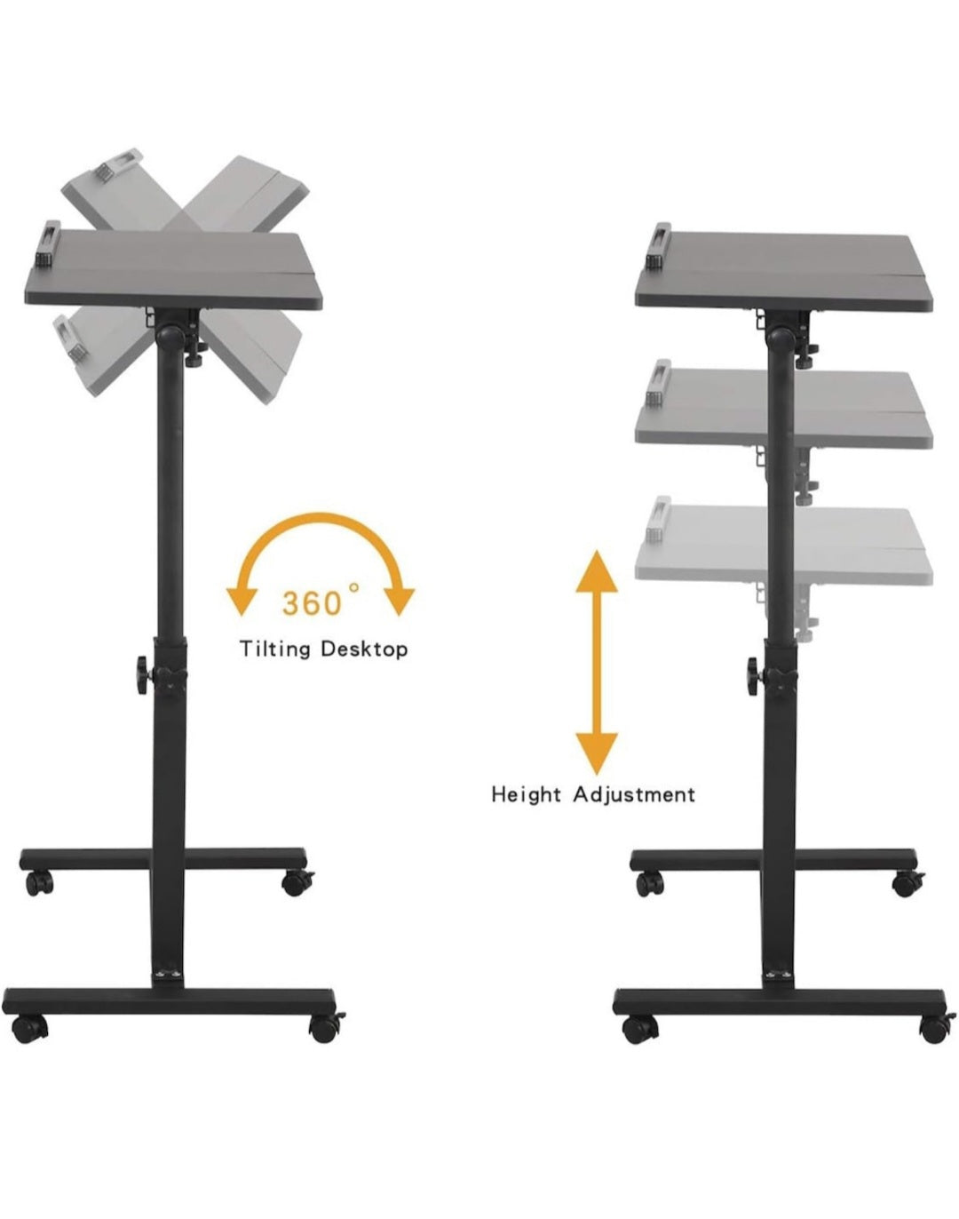 Masa reglabila pentru laptop, tip birou, cu roti
