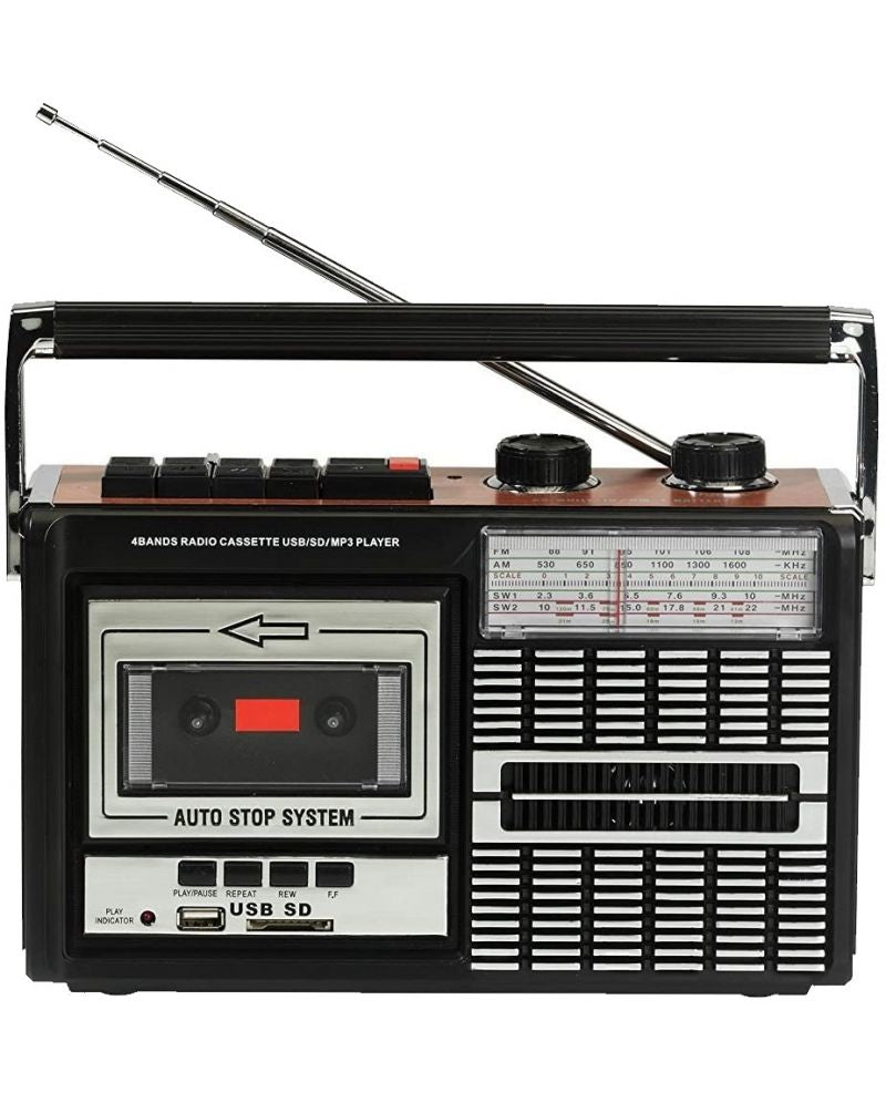 Radio Casetofon Ricatech - PR85 Recorder, negru/maro