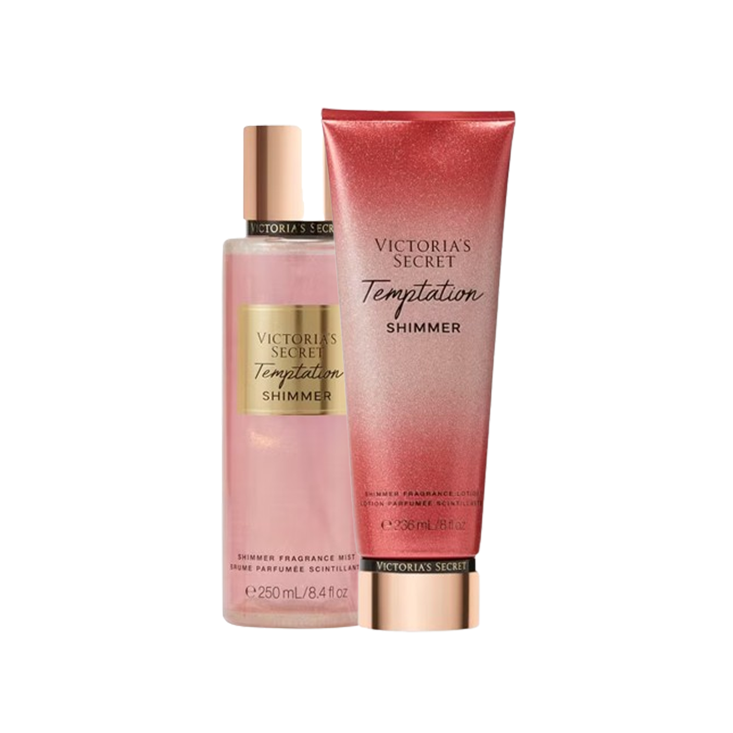 Set Victoria's Secret Spray de corp 250ml+ Lotiune de corp 236ml, Temptation Shimmer - sham.ro