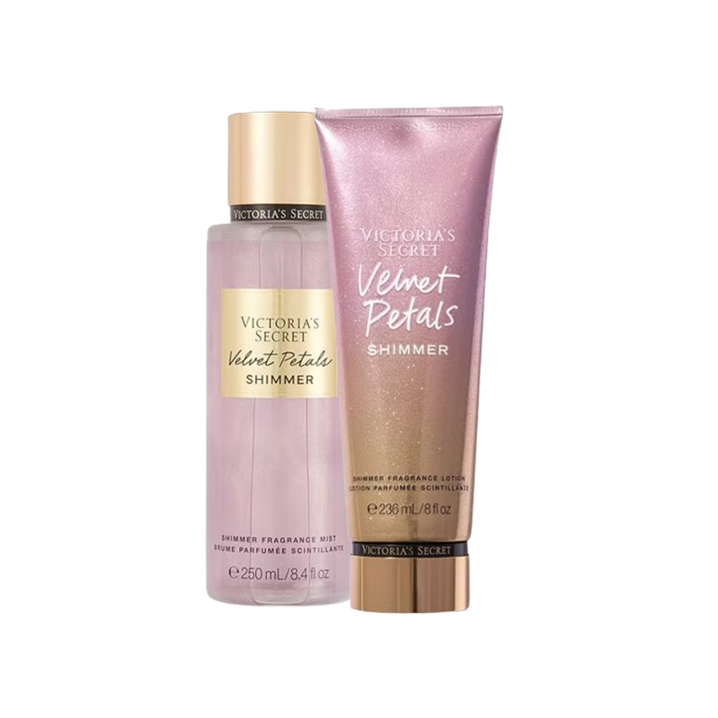 Set Victoria's Secret Spray de corp 250ml+ Lotiune de corp 236ml, Velvet Petals Shimmer - sham.ro