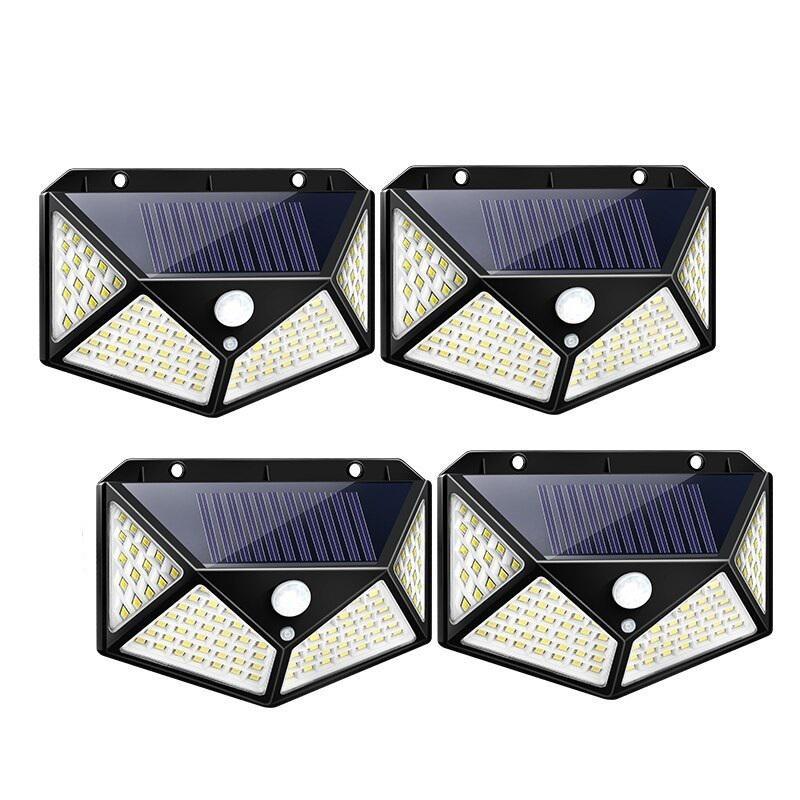 Set x4 Lampi solare LED cu 4 cadrane 100 leduri senzor de miscare si lumina unghi larg 270 gr - SHAM - Eleganta autentica, Inspiratie modena.