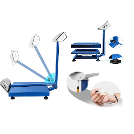 Cantar Electronic 500kg cu acumulator si platforma metalica din tabla striata, brat rabatabil - SHAM - Eleganta autentica, Inspiratie modena.