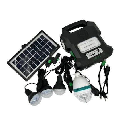 Kit Solar Portabil GDLITE GD-1000A, Panou Solar, USB, Bluetooth, Radio FM, MP3, Lanterna LED, 4 Becuri Incluse, Alimentare 220V - SHAM - Eleganta autentica, Inspiratie modena.