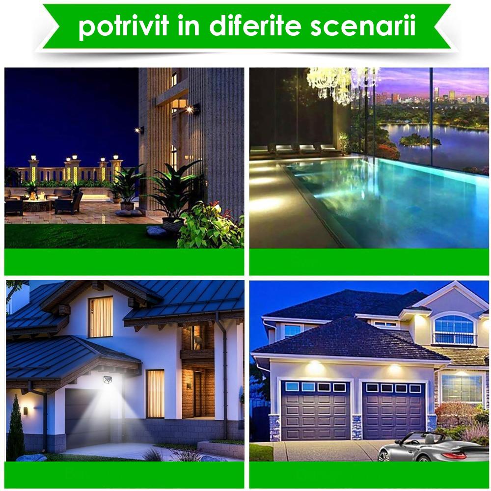 Set x4 Lampi solare LED cu 4 cadrane 100 leduri senzor de miscare si lumina unghi larg 270 gr - SHAM - Eleganta autentica, Inspiratie modena.