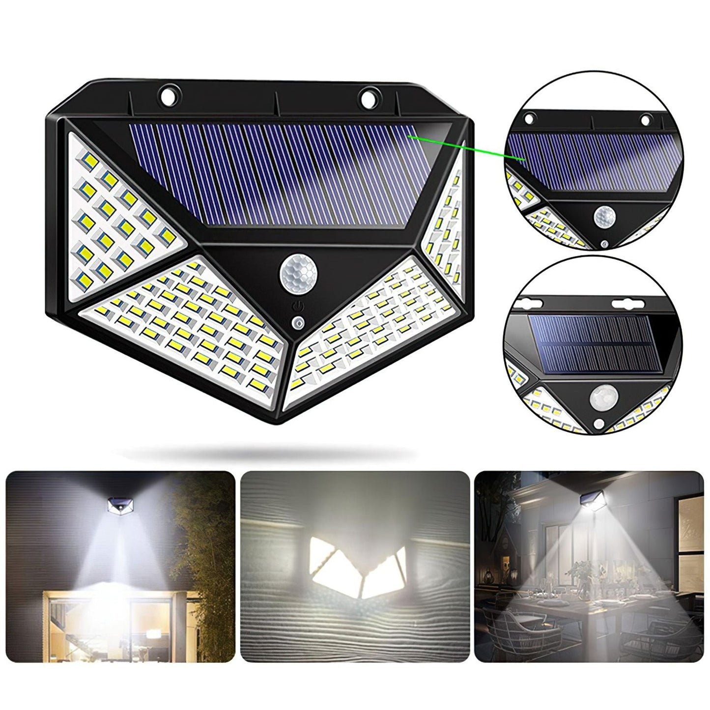 Set 10x Lampa 100 LED cu panou solar, senzor de miscare - SHAM - Eleganta autentica, Inspiratie modena.