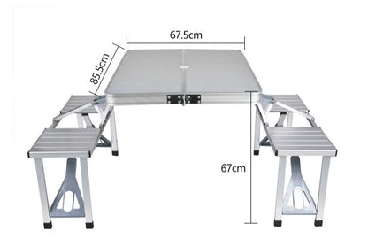 Masa pliabila Picnic tip Geamantan cu 4 Scaune din Aluminiu Modelul Mare - SHAM - Eleganta autentica, Inspiratie modena.