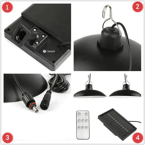 Set panou solar cu 2 becuri LED cu aplica, telecomanda, 50W - SHAM - Eleganta autentica, Inspiratie modena.