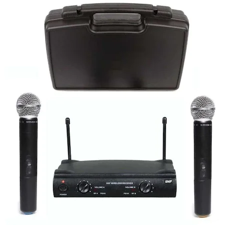 Sistem Audio Profesional 2 Microfoane Wireless Shure UHF SM58-1, Valiza Transport, Jack de 6.3mm, Adaptor Alimentare 220V, 2 Baterii de 9V, Raza Operare 100m - SHAM - Eleganta autentica, Insp