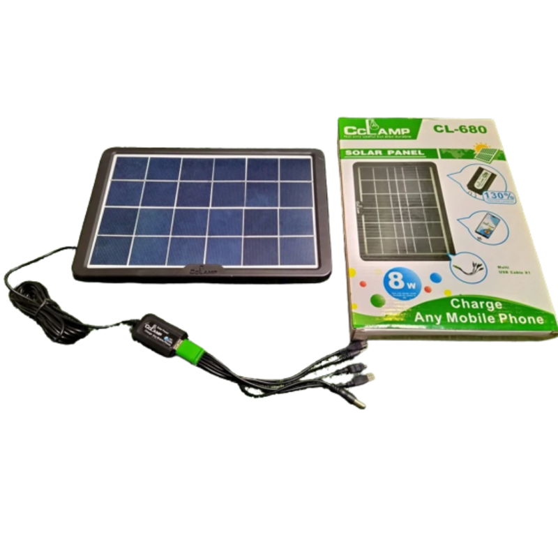 Panou Solar Portabil, Putere 8W, Tensiune 6V, IP65, Cablu cu Mufe 5 in 1, Negru - SHAM - Eleganta autentica, Inspiratie modena.